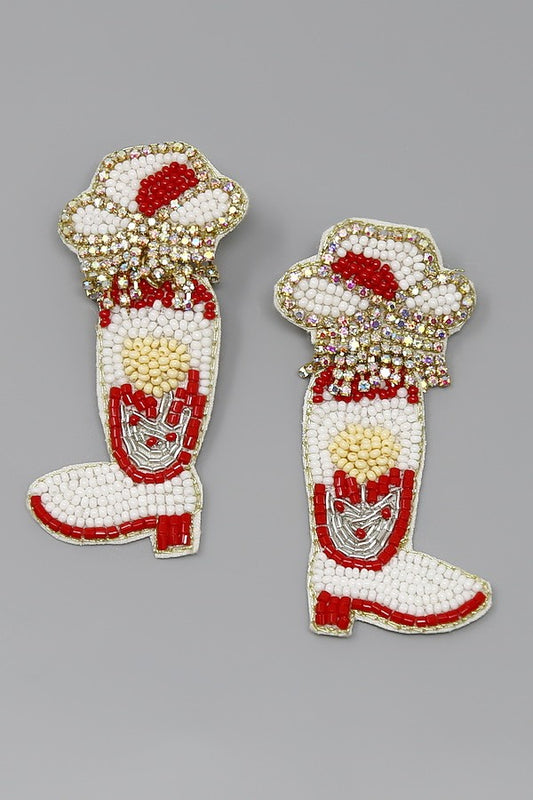 Valentine Cowgirl Seed Bead Earrings