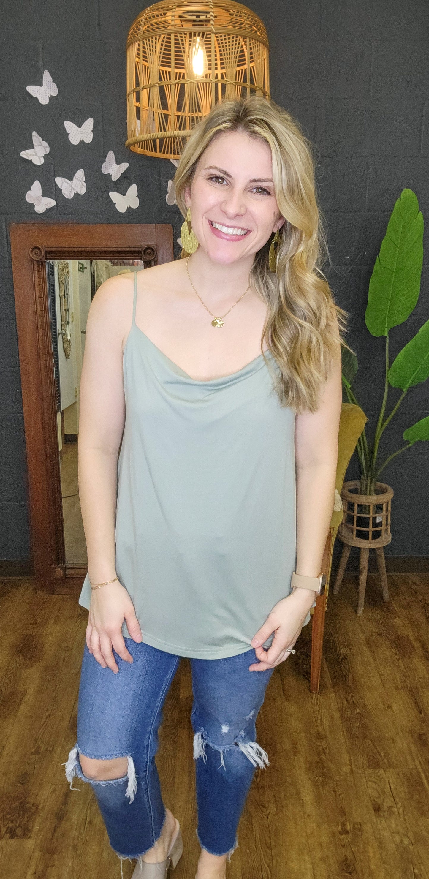 Caitlin Cowl Neck Adjustable Tank 3 Colors (Small to Large)