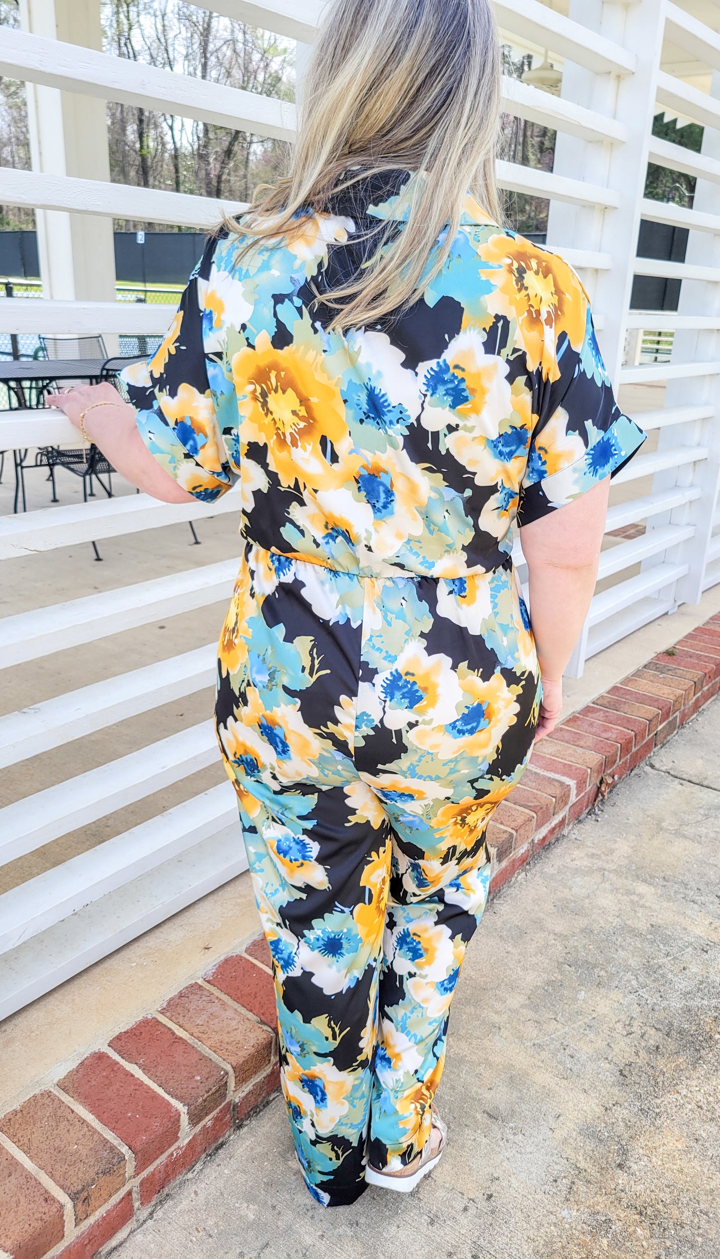 You're My Sunflower Floral Printed Jumpsuit (Small to Large)