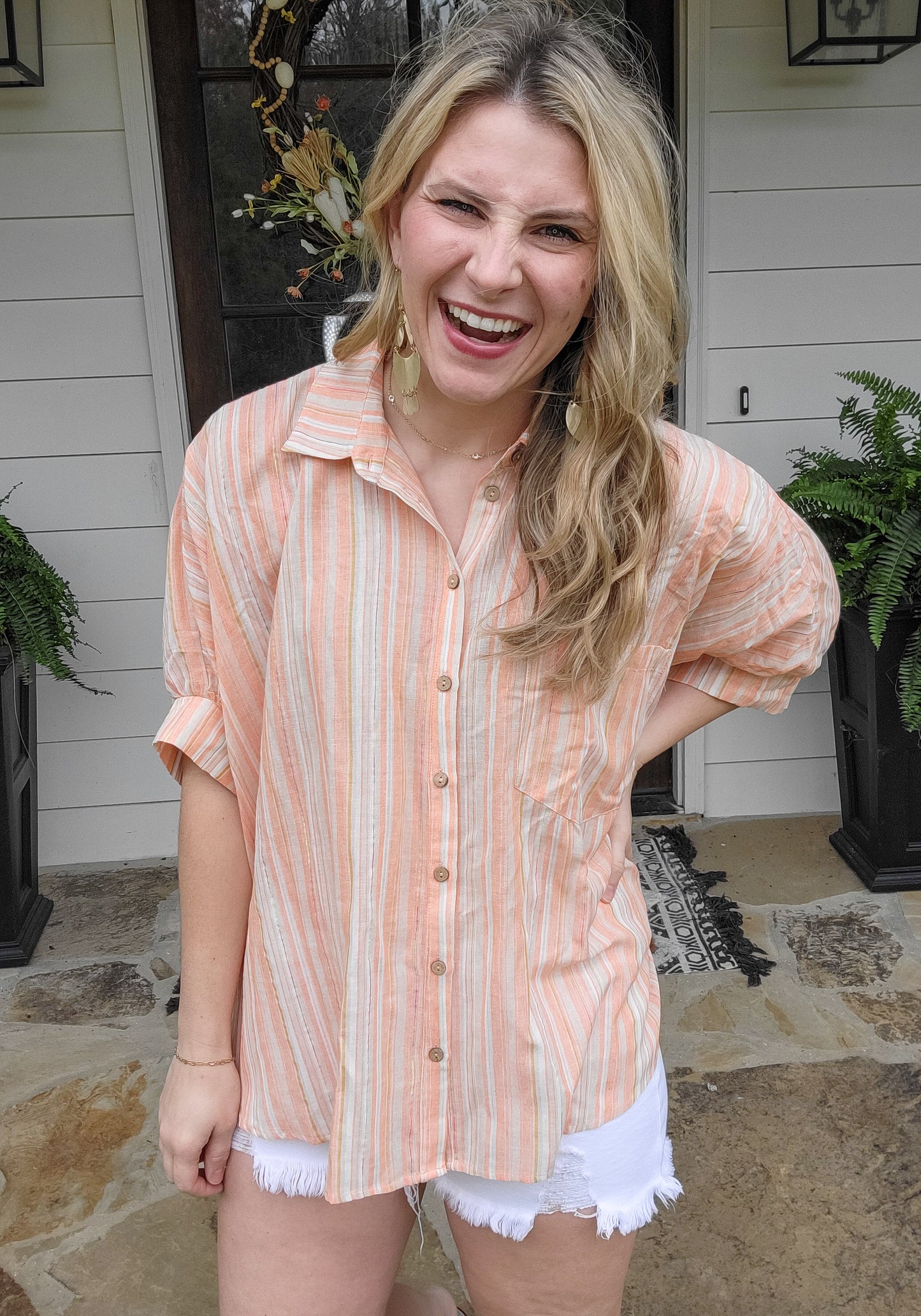 The Mabrey Button Down Top 2 Colors (Small to Large)