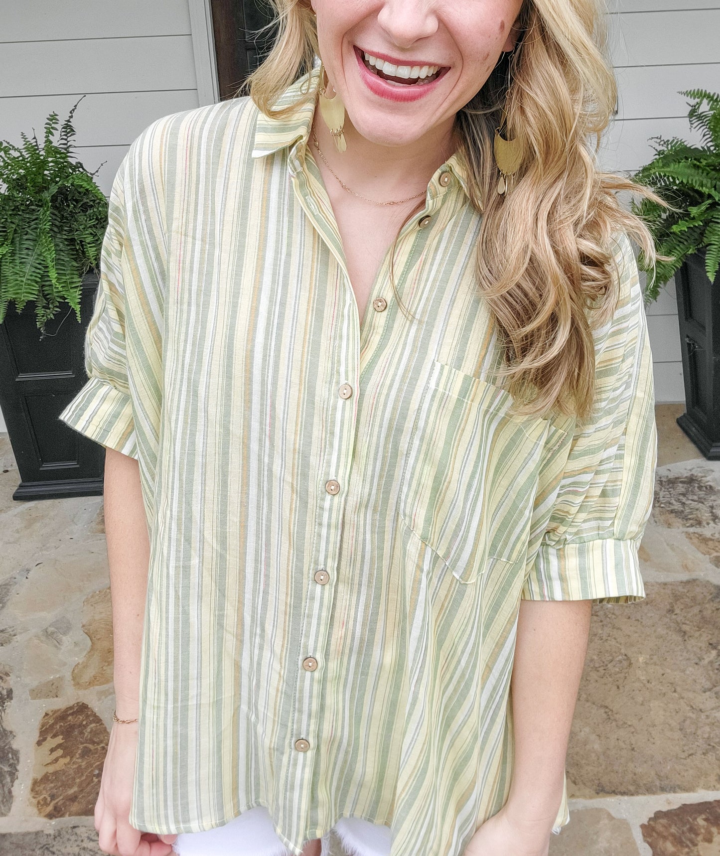 The Mabrey Button Down Top 2 Colors (Small to Large)