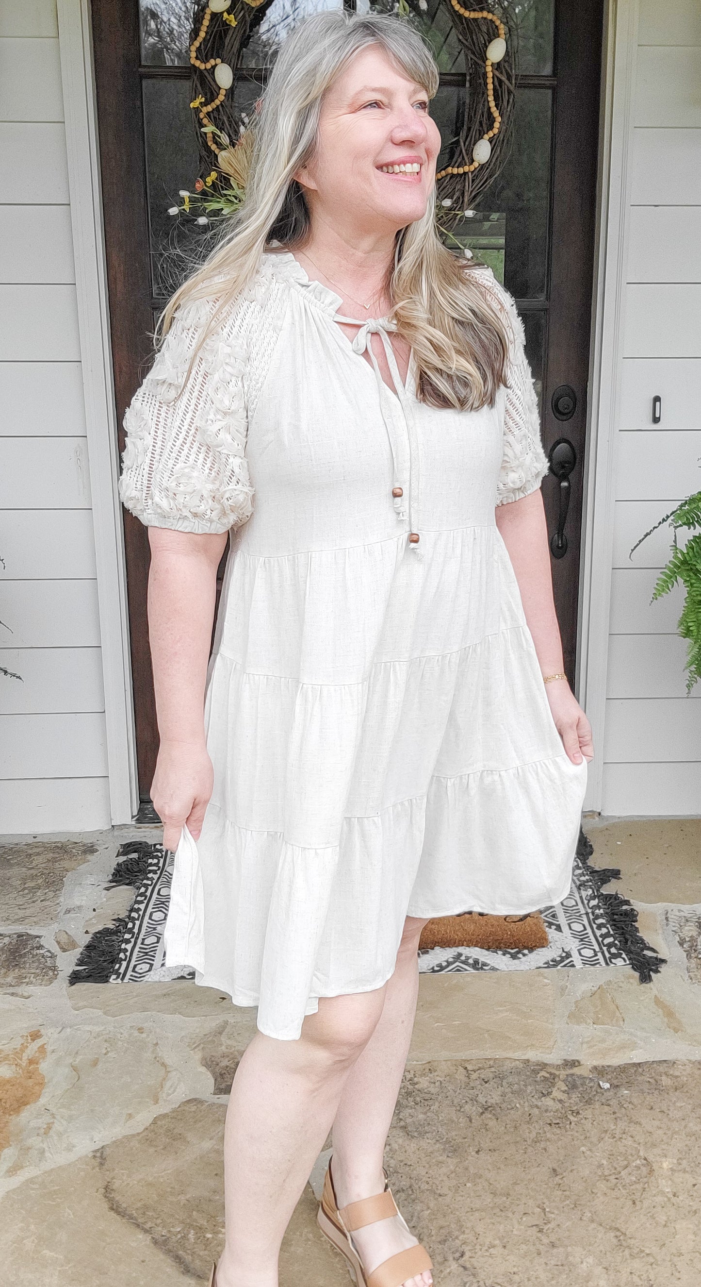 The Mollie Tiered Linen Dress (XL to 2X)