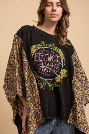Fleetwood Mac Print Kantha Poncho Top (S/M to L/XL)