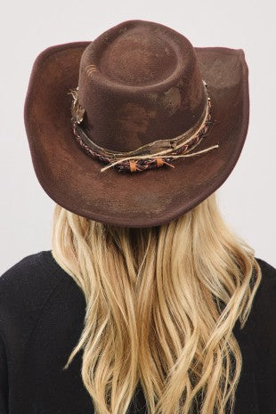 Vintage Style Western Hat with Feathers