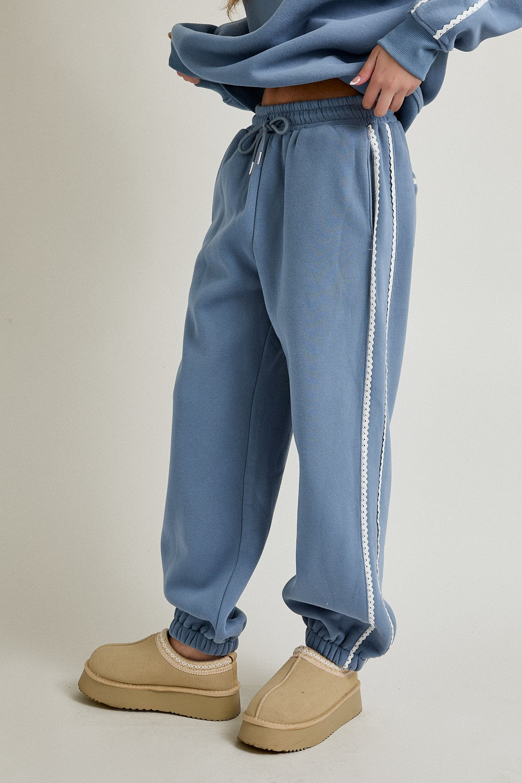 New Beginnings Lace Trimmed Joggers