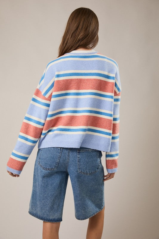 Dock Side Striped Cardigan Sweater