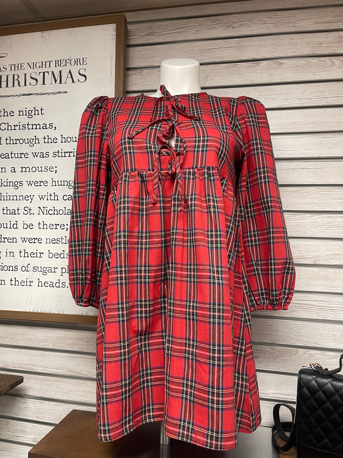 Pretty In Plaid Red Bow Dress (Small to Large)