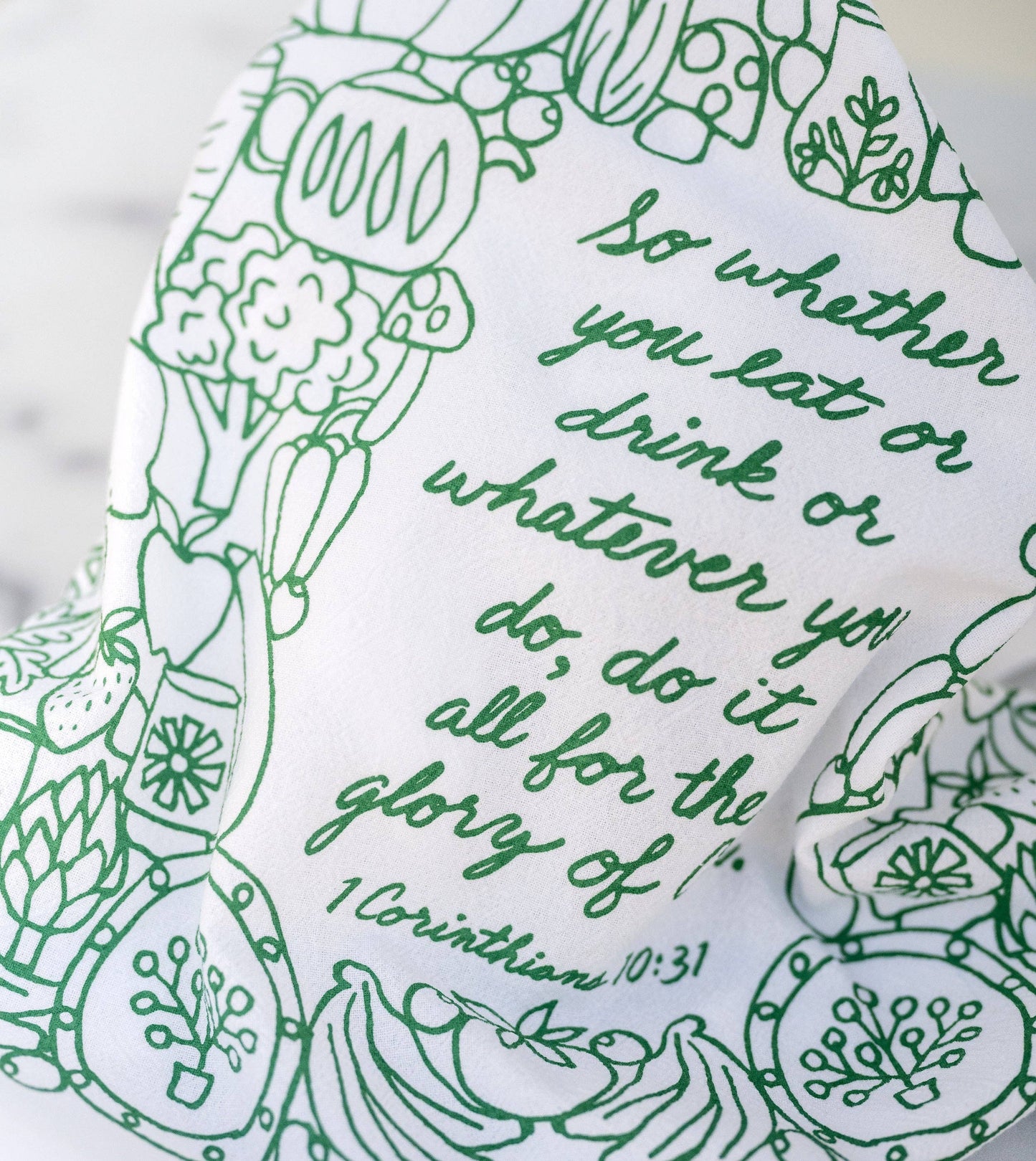 For the Glory of God Scripture Tea Towel — 1 Corinthians 10