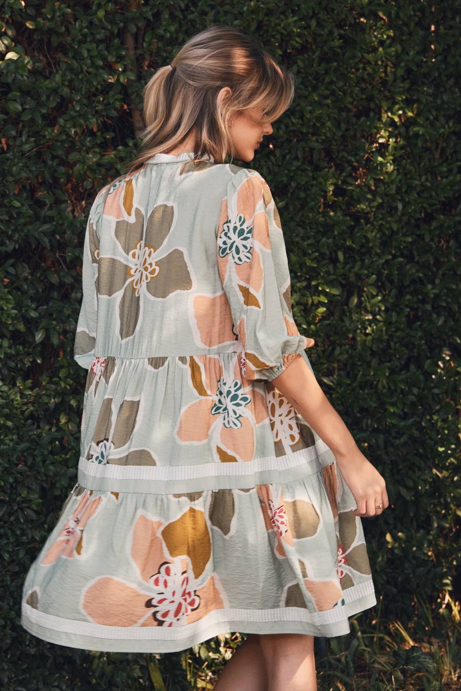 Abide Tiered Floral Printed Mini Dress (Small to Large)