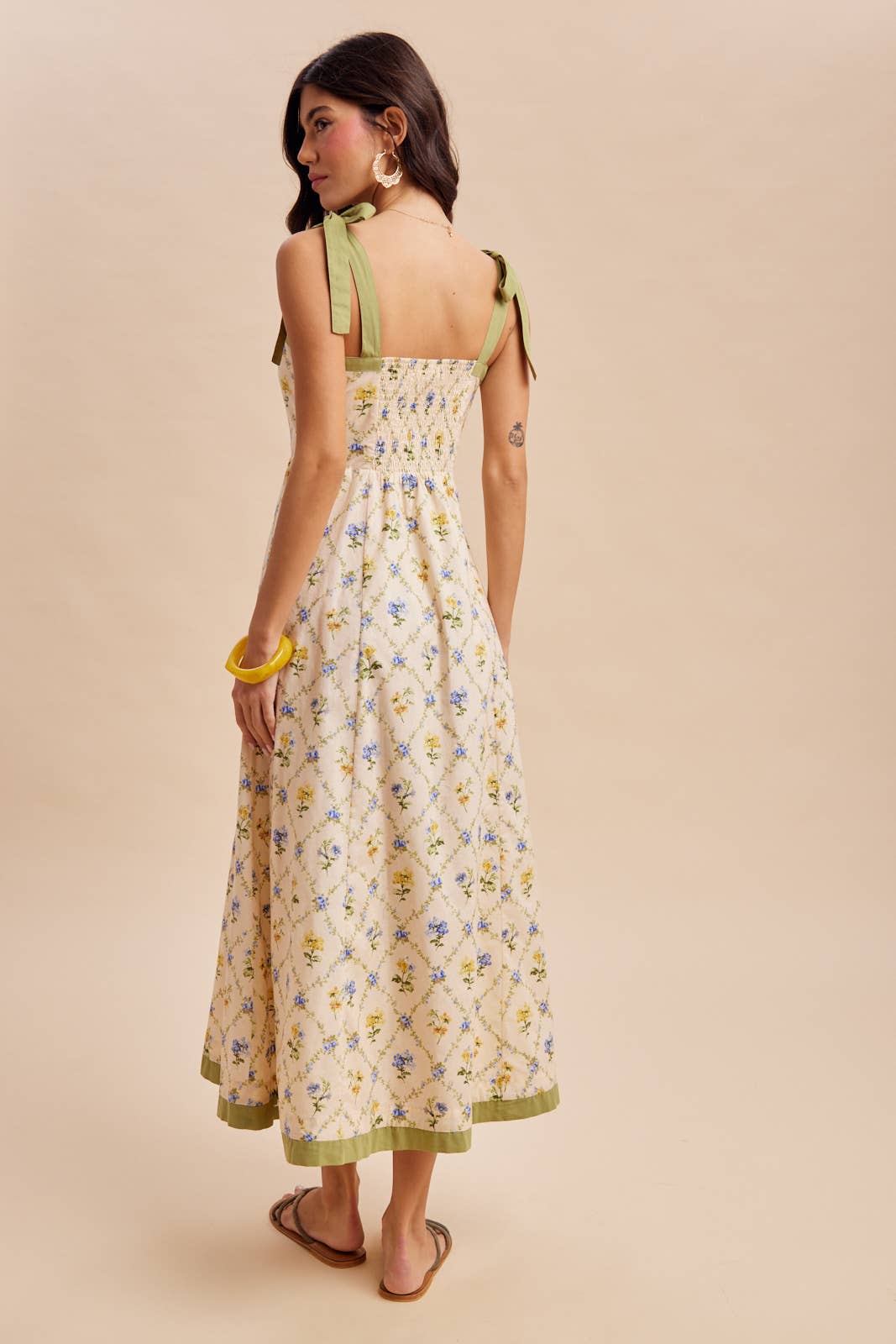 CONTRAST FLORAL MAXI DRESS