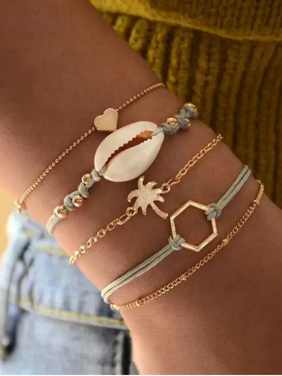 Palm Beach Gold Shell Bracelet Set