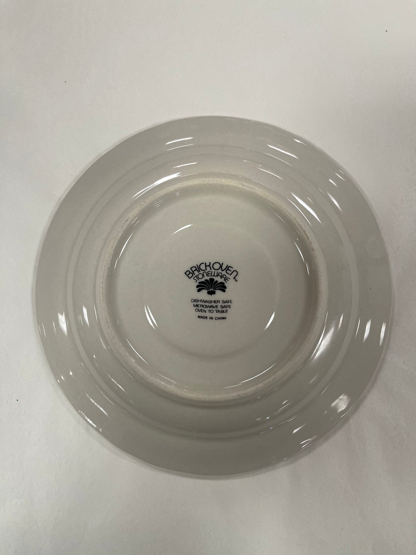 Aunt Rhody Saucer 3/4" Goose Brick Oven Round Stoneware Blue White