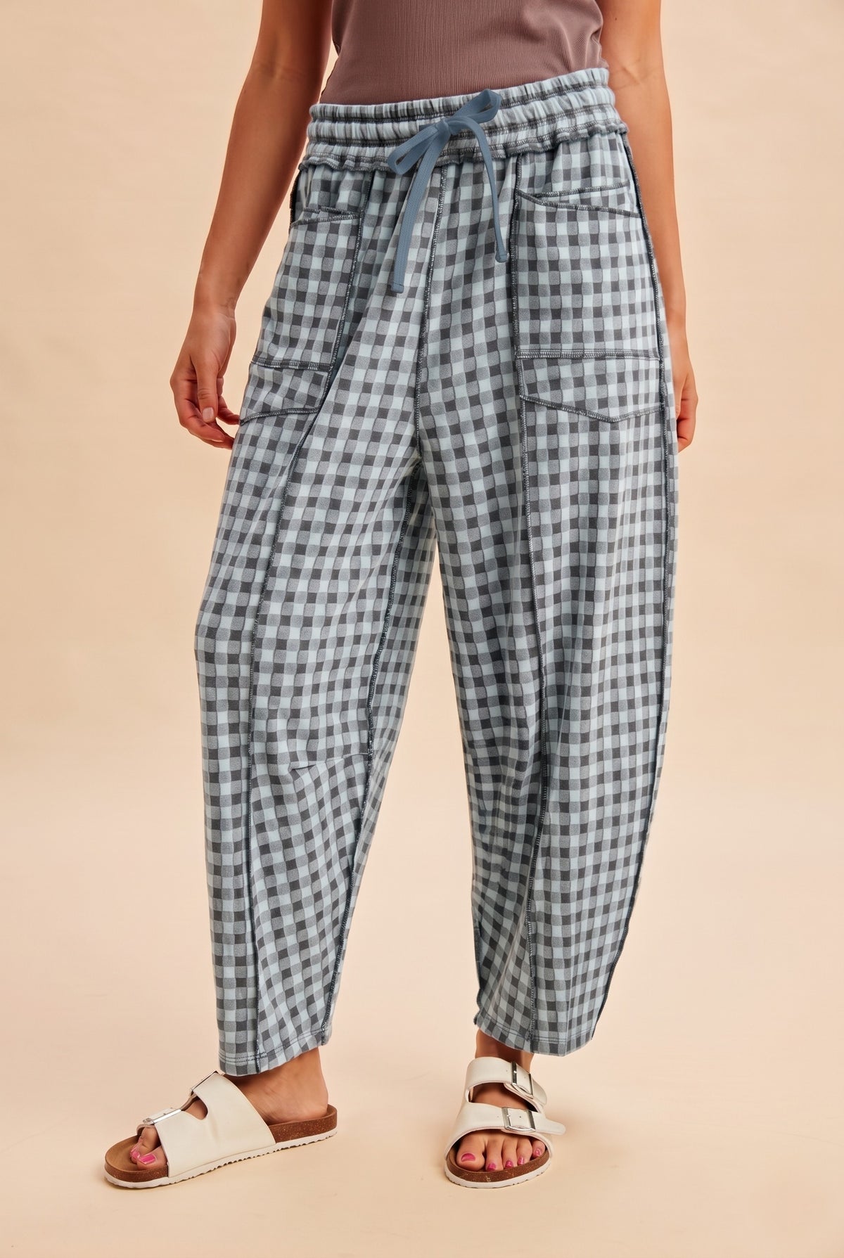 Cozy Check Barrel Pants Multiple Colors (Small to XL)