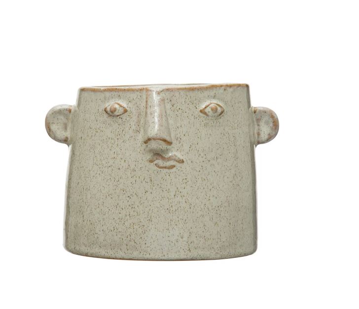 Stoneware Planter w/ Face