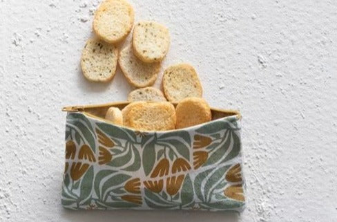 Cotton Printed Rectangle Zip Food Pouch