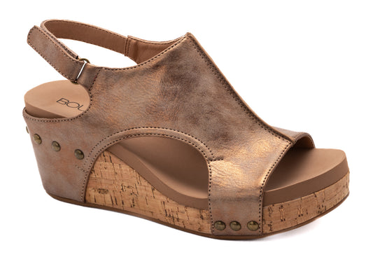 Corky Footwear Carley Wedge Sandal (Bronze Metallic)