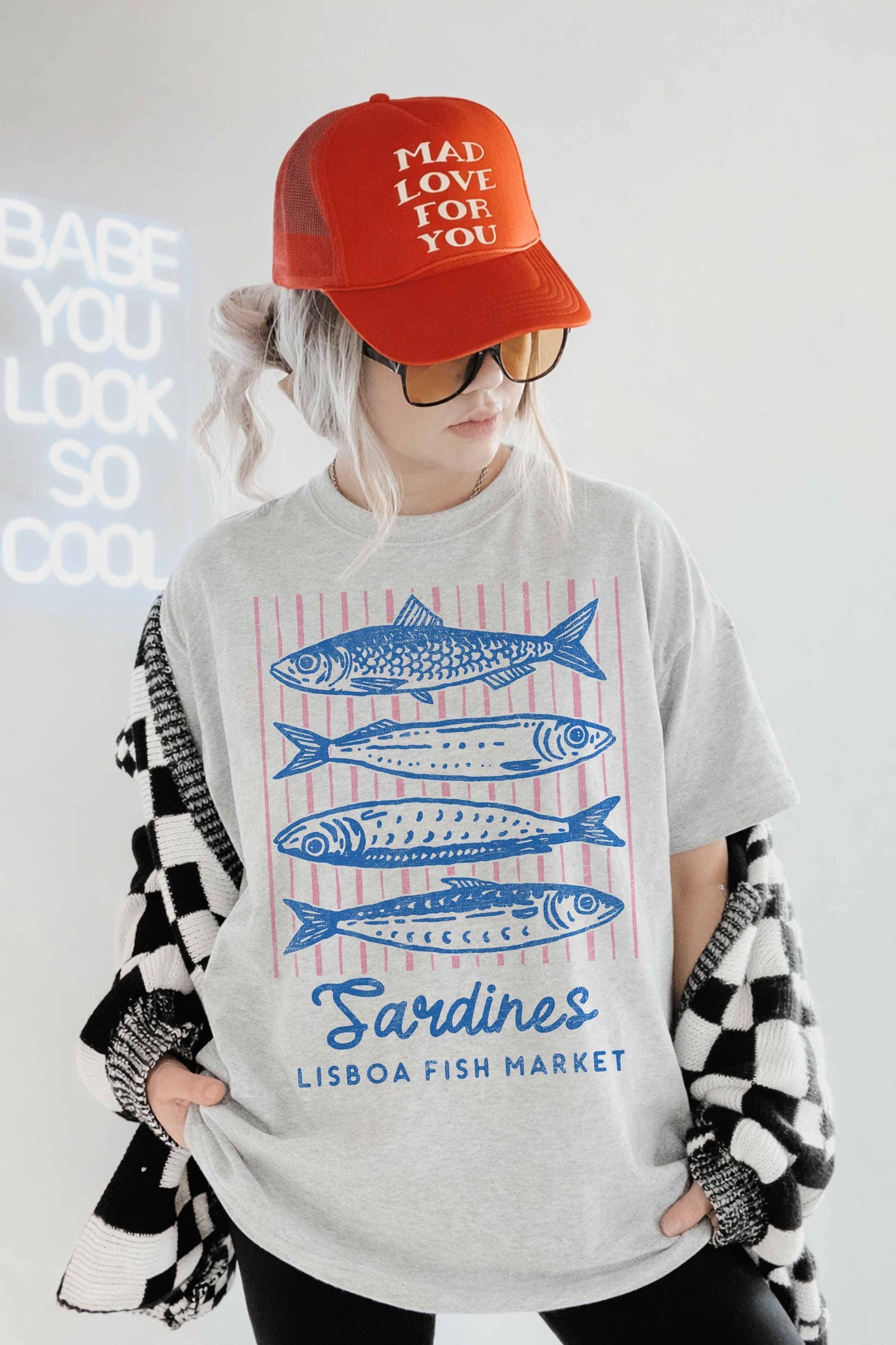 Sardines Lisboa Fish Market Oversized Graphic Tee