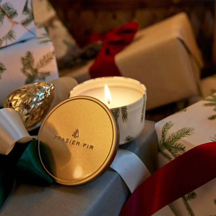 THYMES - HOME Frasier Fir Poured Candle Tin Gold Lid