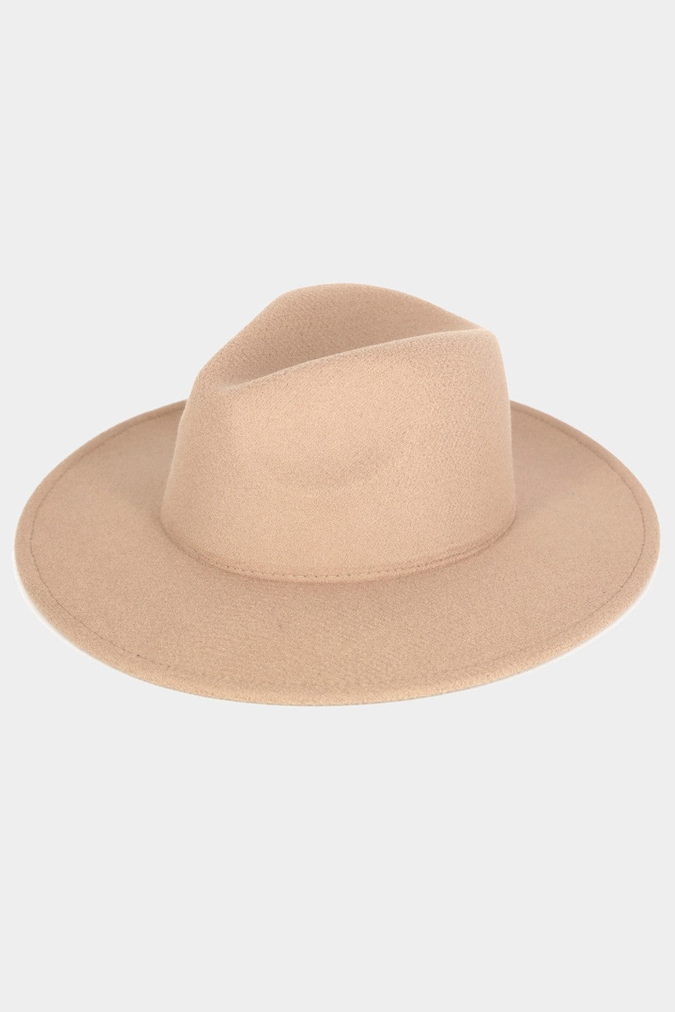 Solid Color Classic Wide Brim Fedora Hat