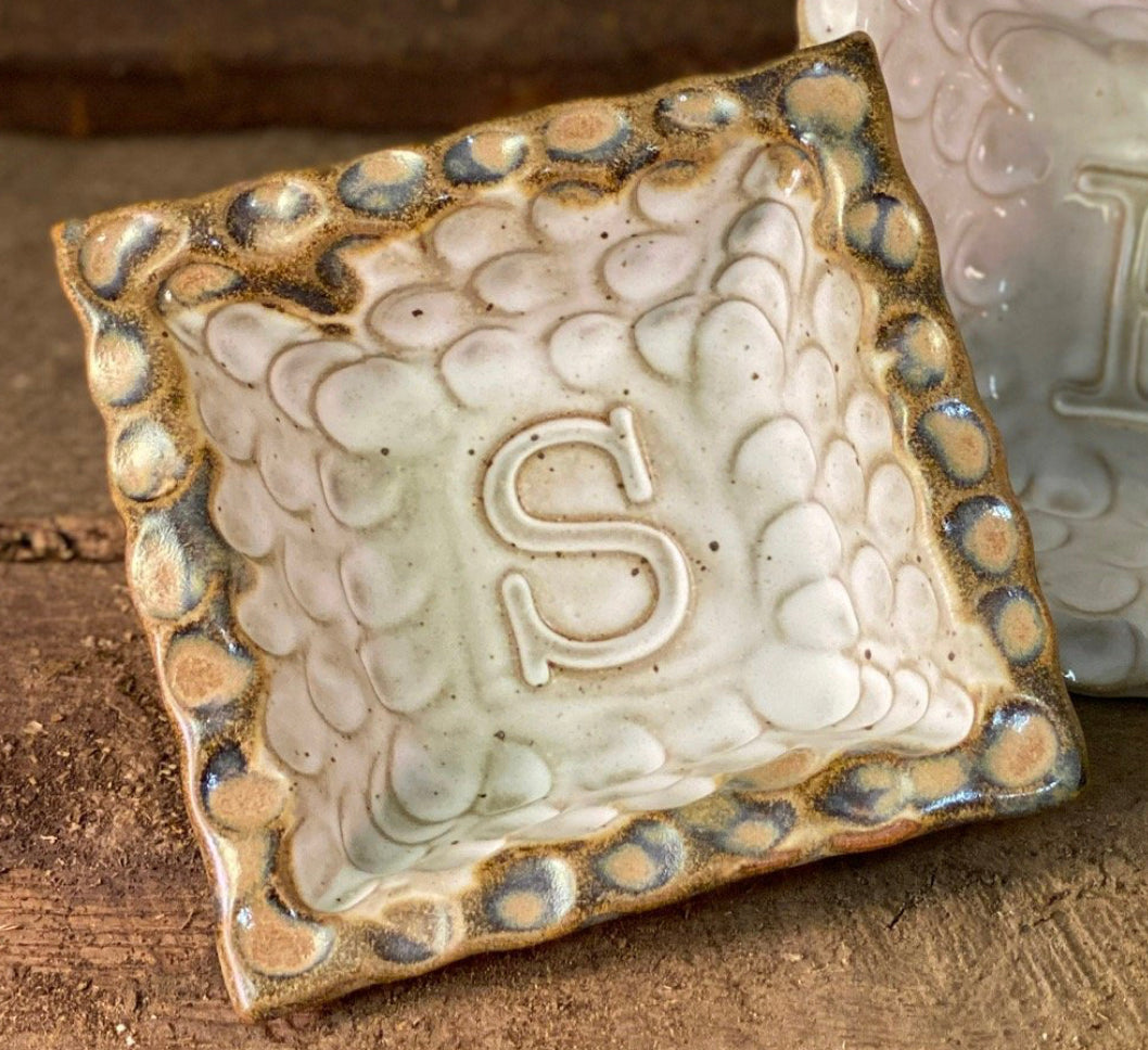 Monogram Trinket Dish (Ivory Linen)