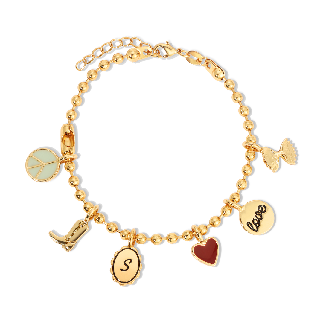 Charm Garden Gold Bead Bracelet by Lucky Feather