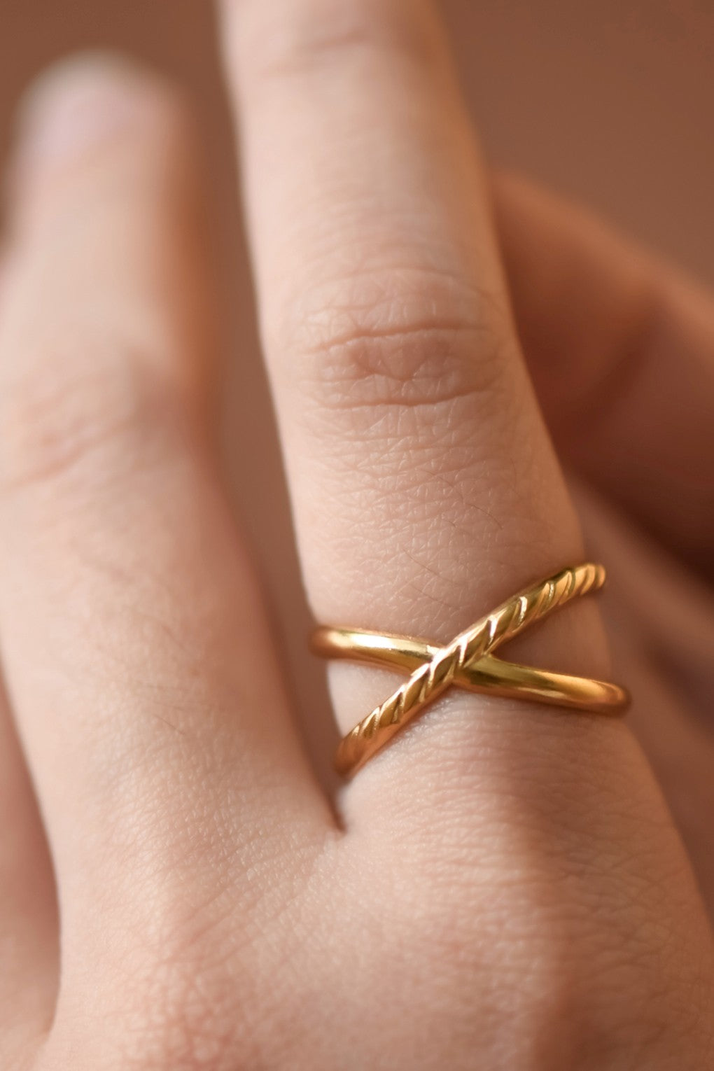 Criss Cross 18k Gold Plated Ring