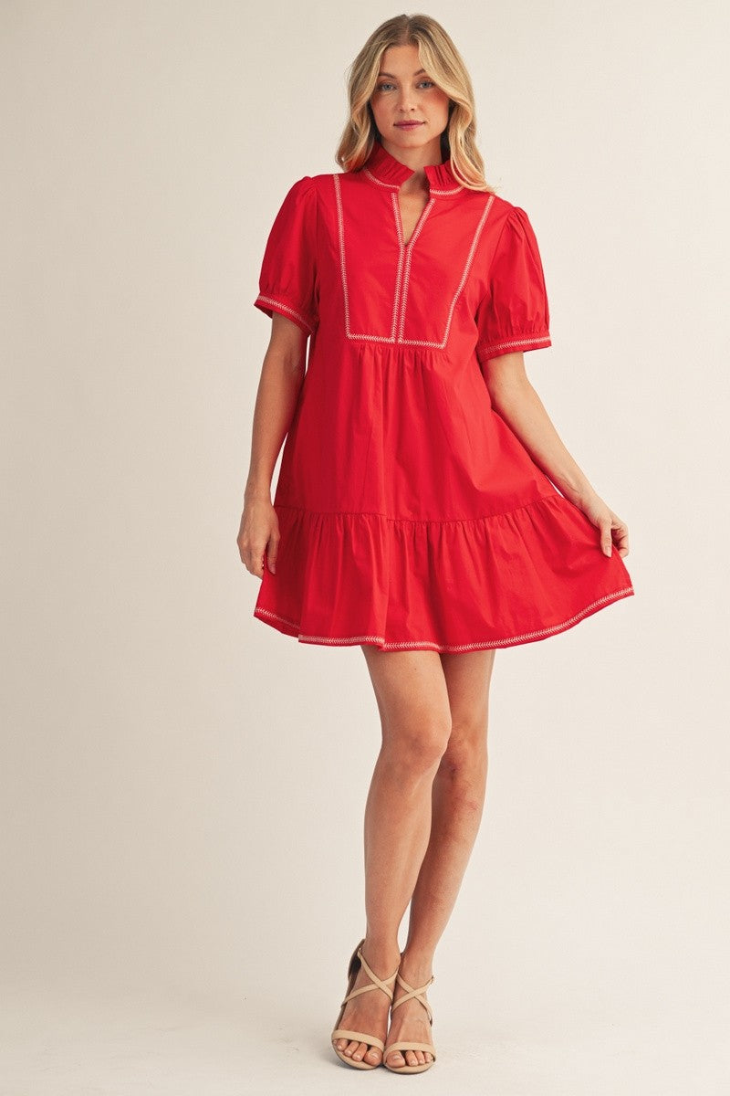 Embroidered Applique Accent Dress