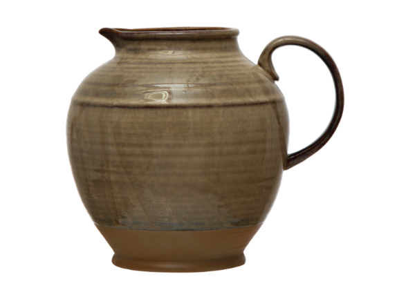 Brown Glazed Stoneware Pitcher (72 oz)