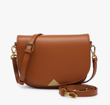 Brown Crossbody Bag w/ gold metal accent
