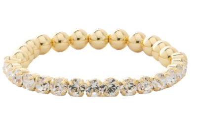 Mini Crystal Half Zola Bright Gold-Tone Stretch Bracelet