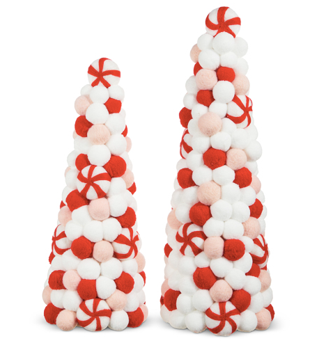 17.75" Felt Peppermint Tree Set of 2