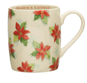 Stoneware 12 oz. Mug with Holiday Pattern and Words Inside Rim Ging