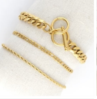 Waterproof Figaro Chain Bracelet Set