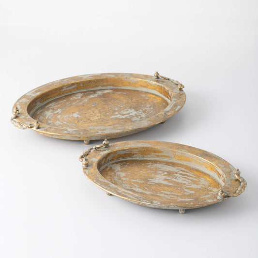 Rustic Gold Metal Tray 2 Sizes