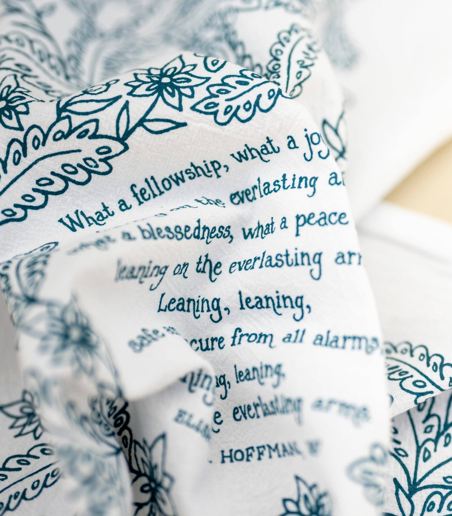 Leaning on the Everlasting Arms Hymn Tea Towel