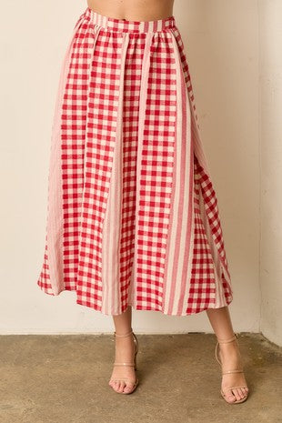 Strawberries & Cream Gingham Skirt