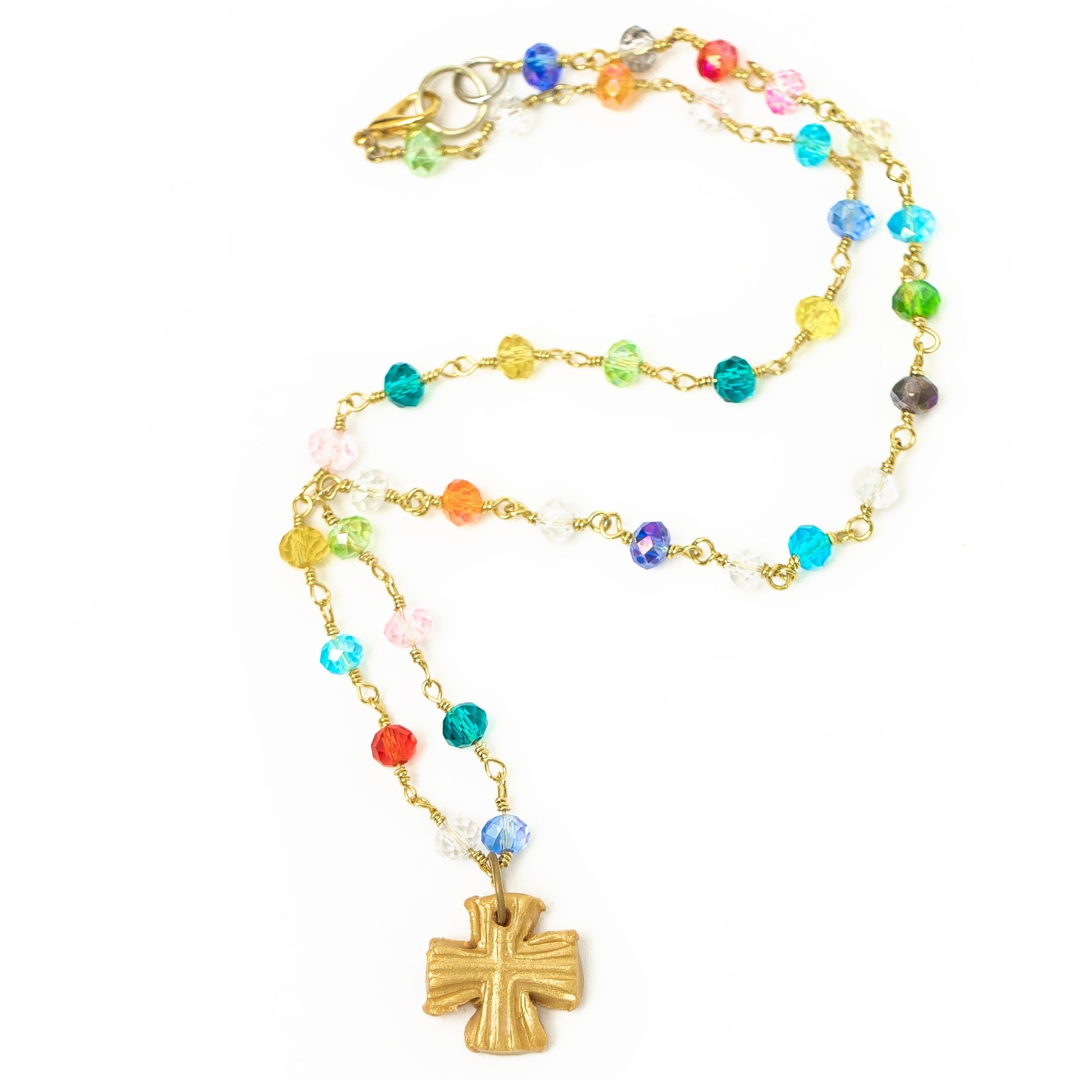 Multicolored and Gold Chain with Julia Blair Cross