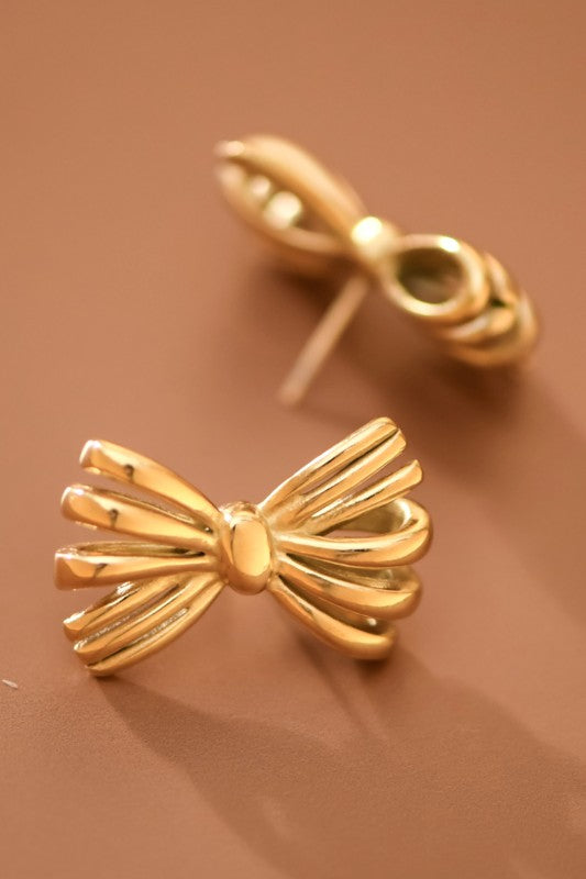 Bow Stud Gold Plated Earrings