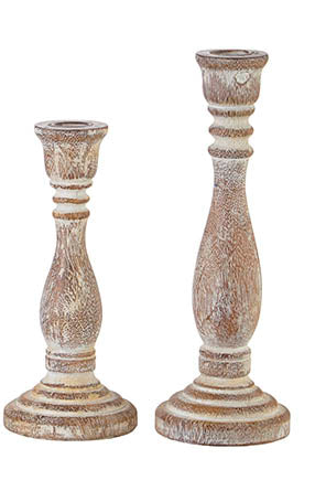 Distressed White Washed Candle Holders (Mulitple Sizes)