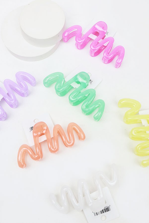 Candy Color Jelly Wave Hair Claw Clips 6 Colors