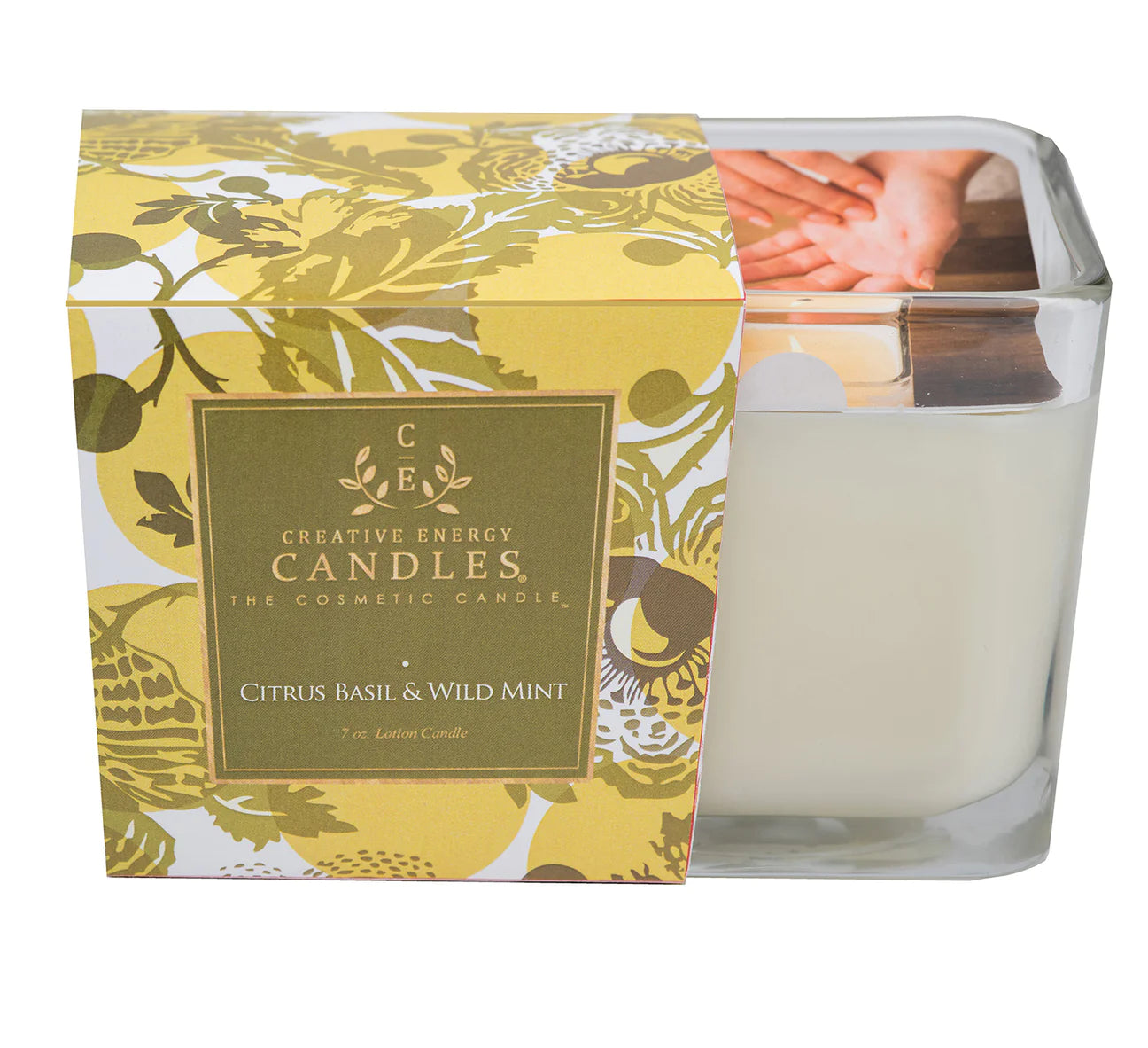 Creative Energy Citrus Basil & Wild Mint Soy Lotion Candle 10oz.