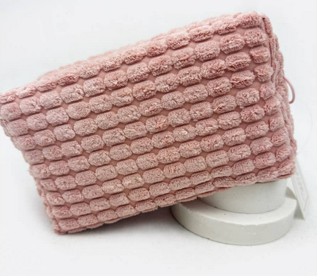 Soft Textured Cosmetic Bag (Pink)