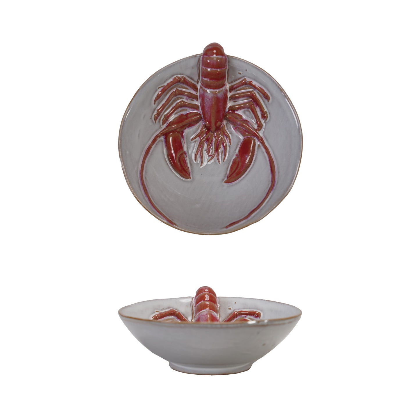 Stoneware Bowl with 3D Lobster, Reactive Glaze (Each One Will Vary)