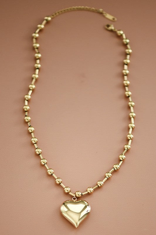 Chunky Heart 18k Gold Plated Necklace