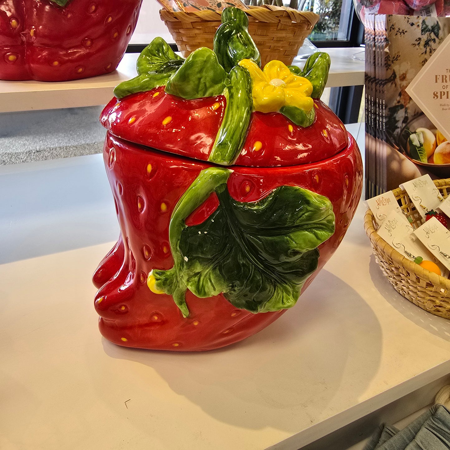 Vintage KMC Ceramic Strawberry Canister, 2 Sizes