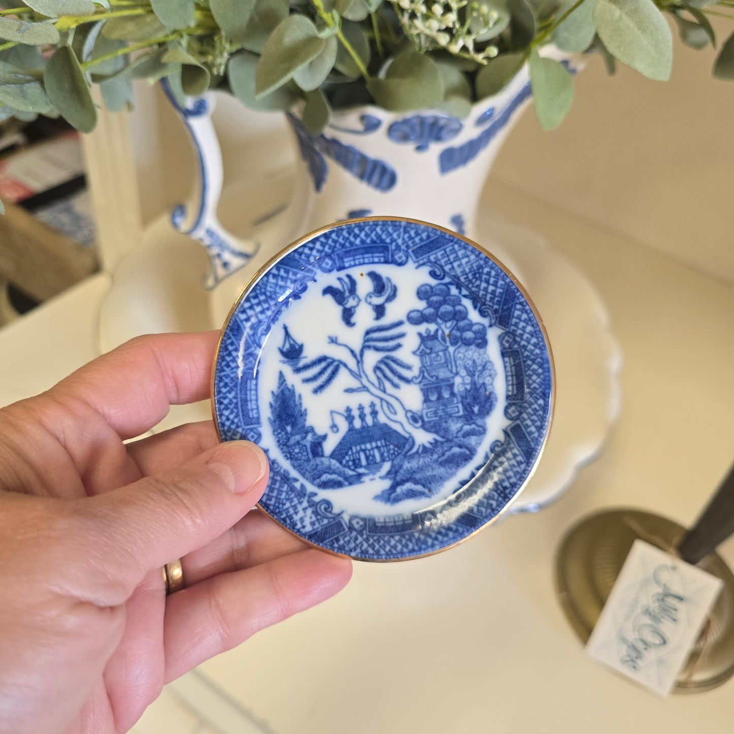 Vintage Blue Willow Trinket Dish Plate 3.75"