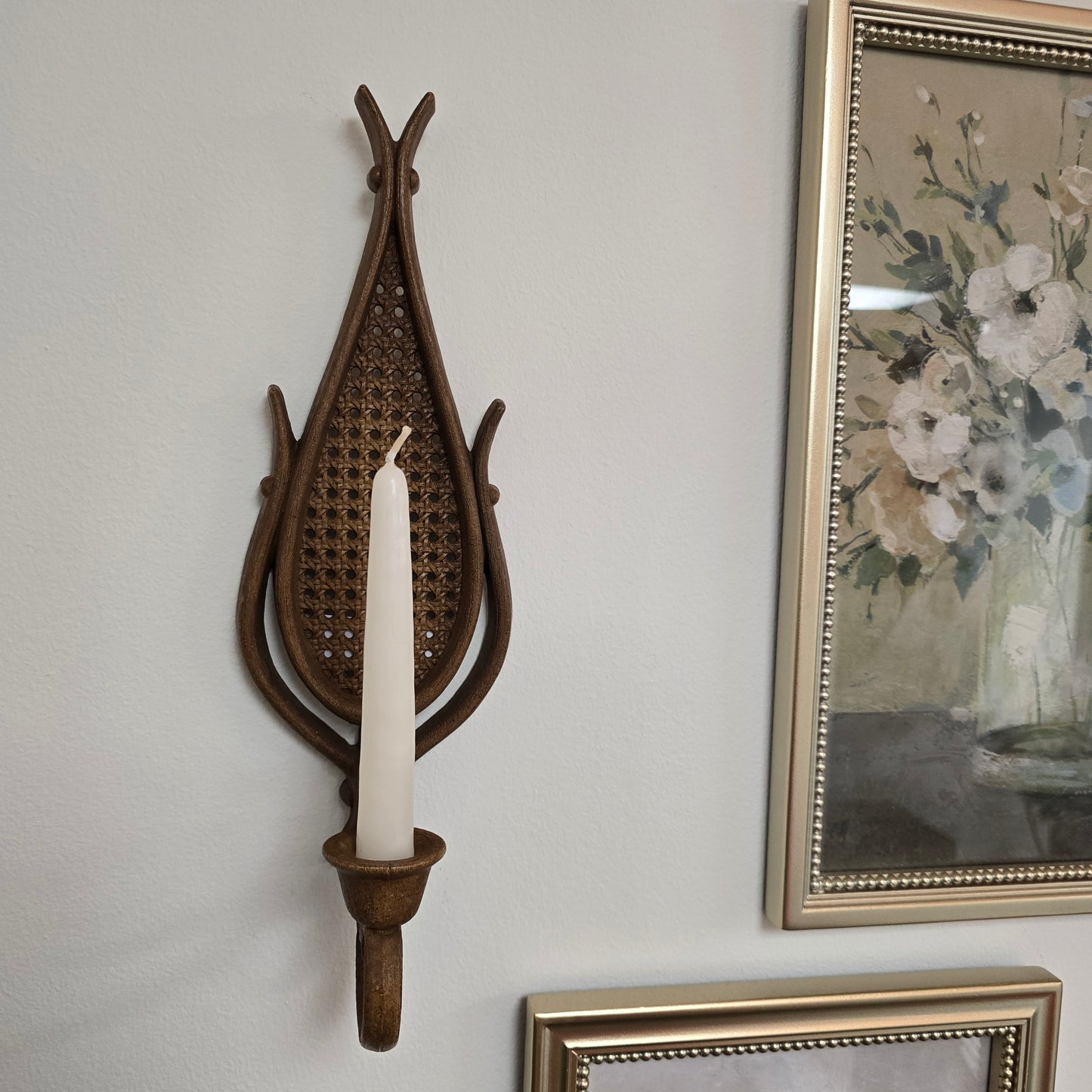 Vintage Rattan Style Plastic Sconce