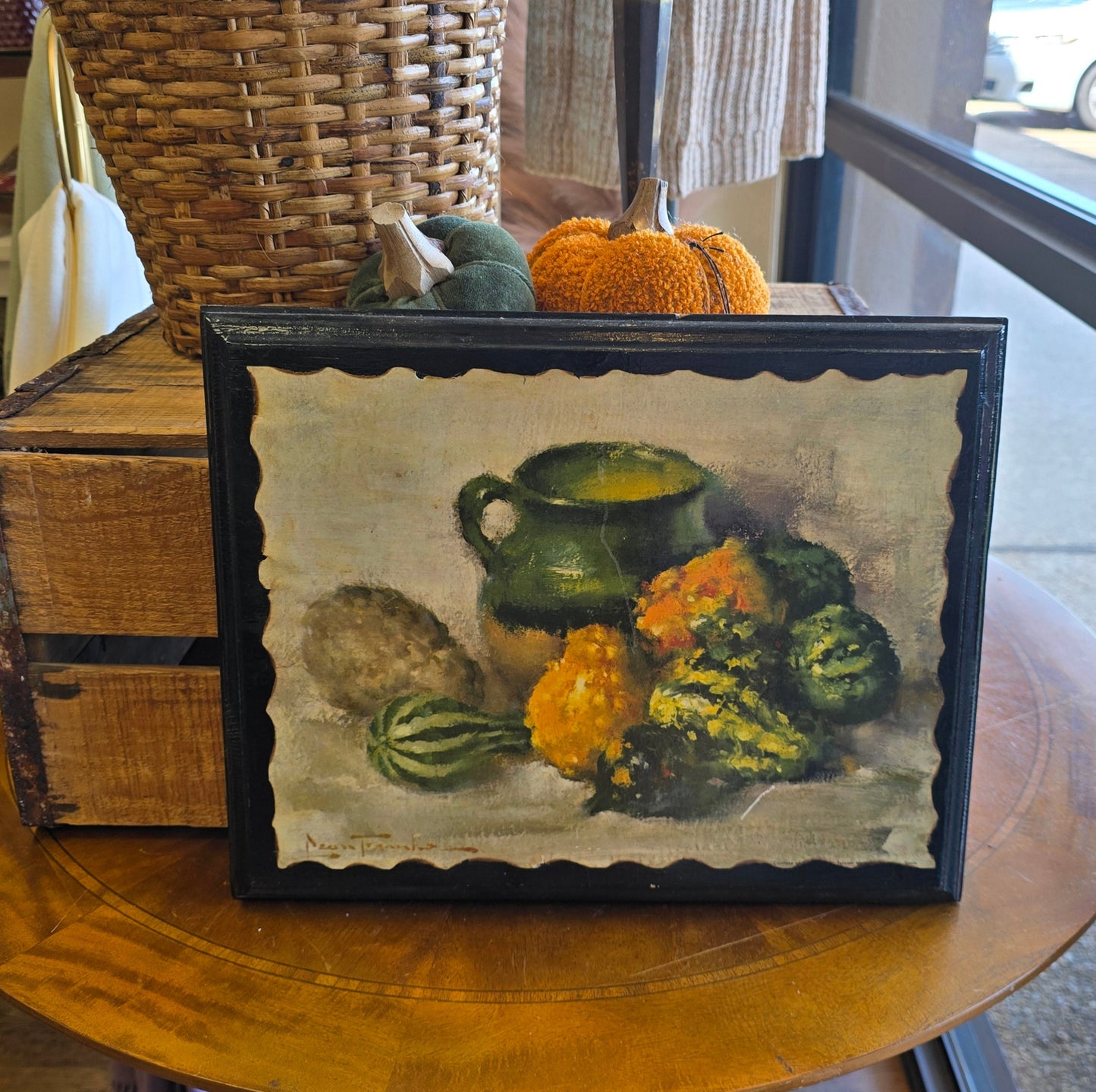 Vintage 1968 Decoupage Artwork on Wooden Board