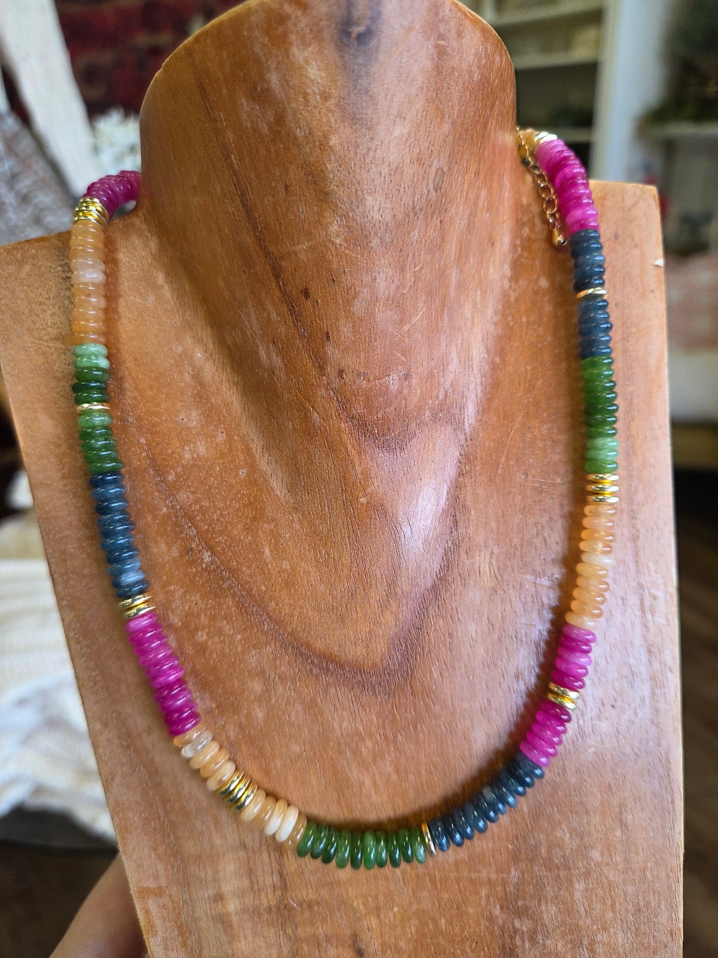 Colorful Beaded Semi Precious Stone Necklace by Jennifer Thames Orignals