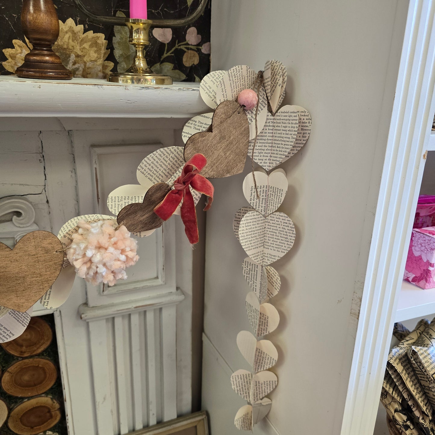 Handmade Book Page Heart Garland